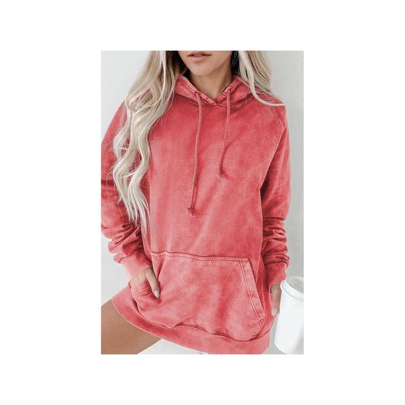 Azura Exchange  Mineral Wash Kangaroo Pocket Drawstring Pullover Hoodie - Picture 3 of 15